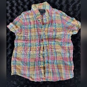 Short Sleeve Button Down Plaid Shirt